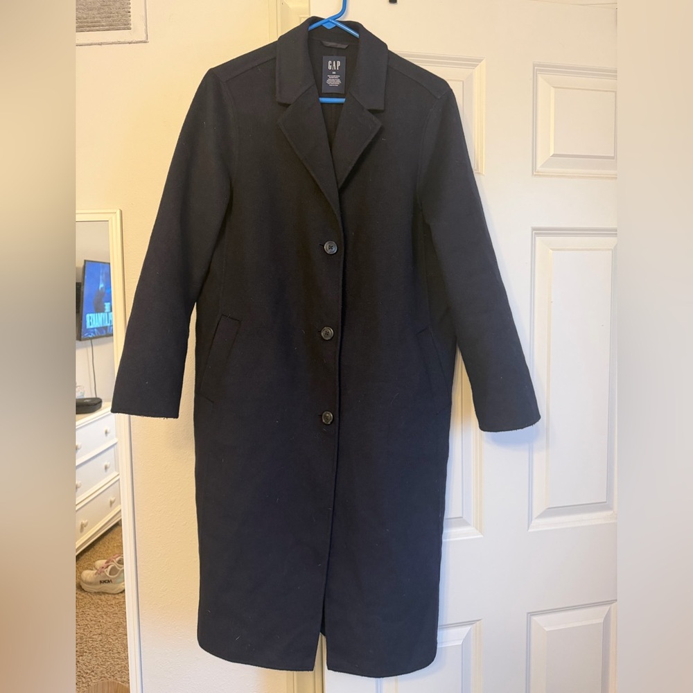 GAP Women's Navy Blue Wool Trench Coat